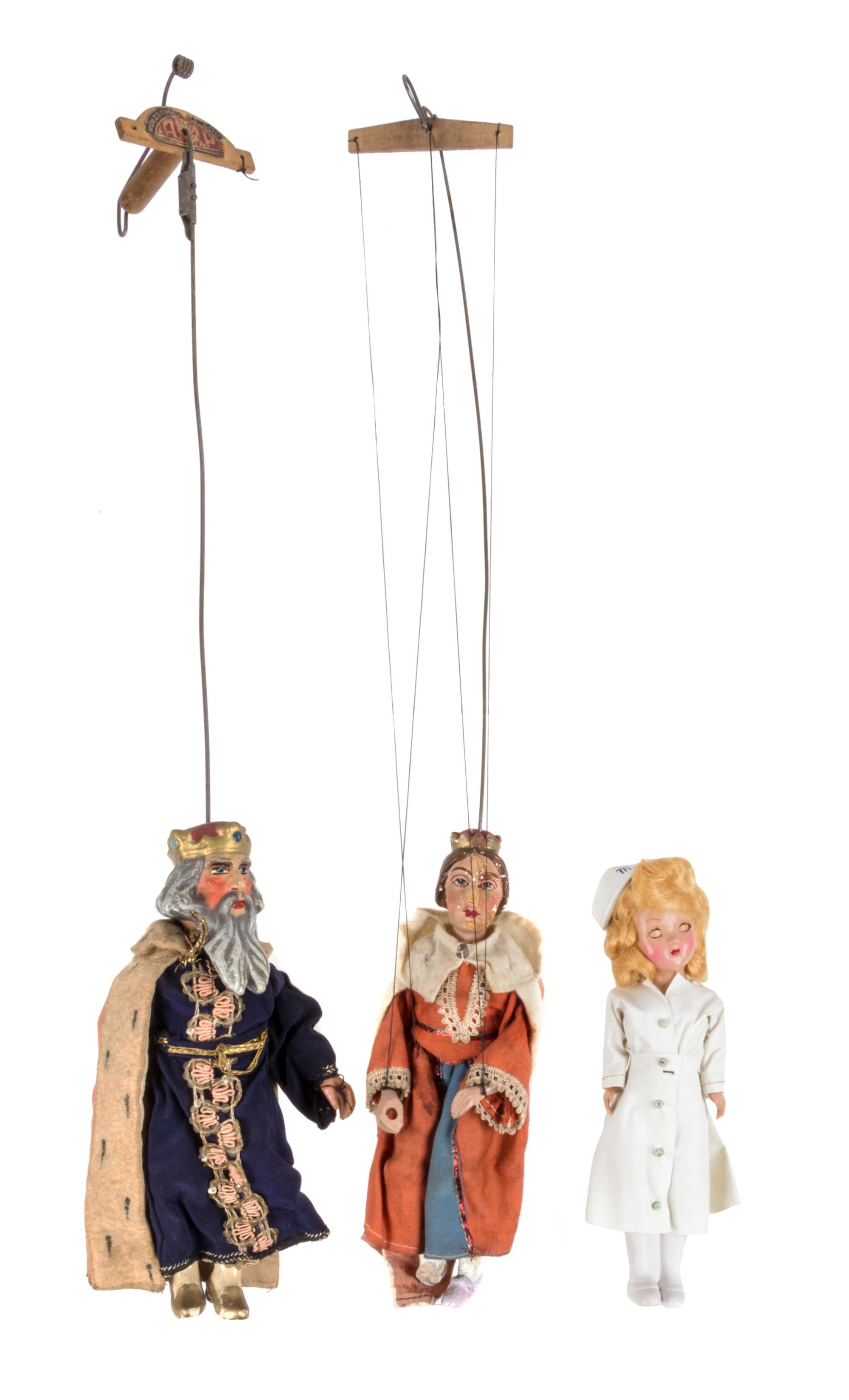 A Group of Five Marionette Puppets Length of longest 22 1/4 inches.