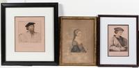 After Hans Holbein, , three works by A. Cardon, Facius Sr., and J. Minasi, depicting John More, John More Jr.'s wife, Ann More and The