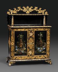 A Victorian Black Lacquered, Parcel Gilt and Mother-of-Pearl Inlaid Sideboard