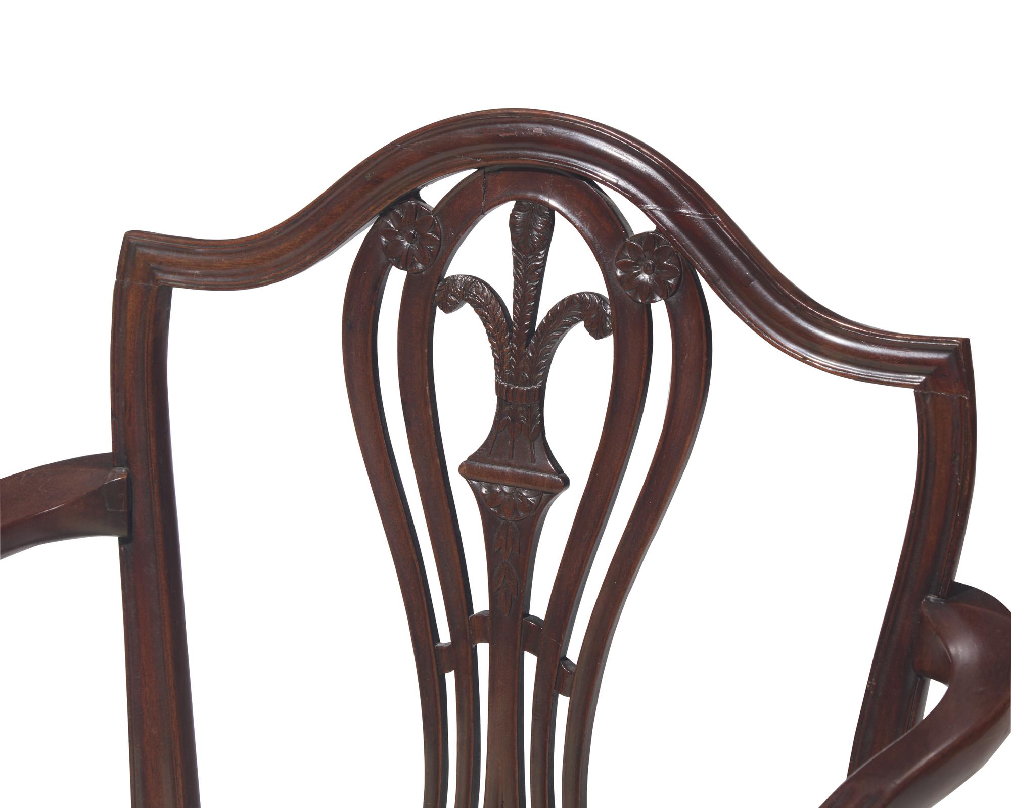 A George III carved mahogany armchair, circa 1790
