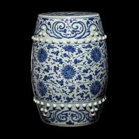 A Chinese Blue and White Porcelain Garden Stool 青花纏枝蓮紋瓷墩