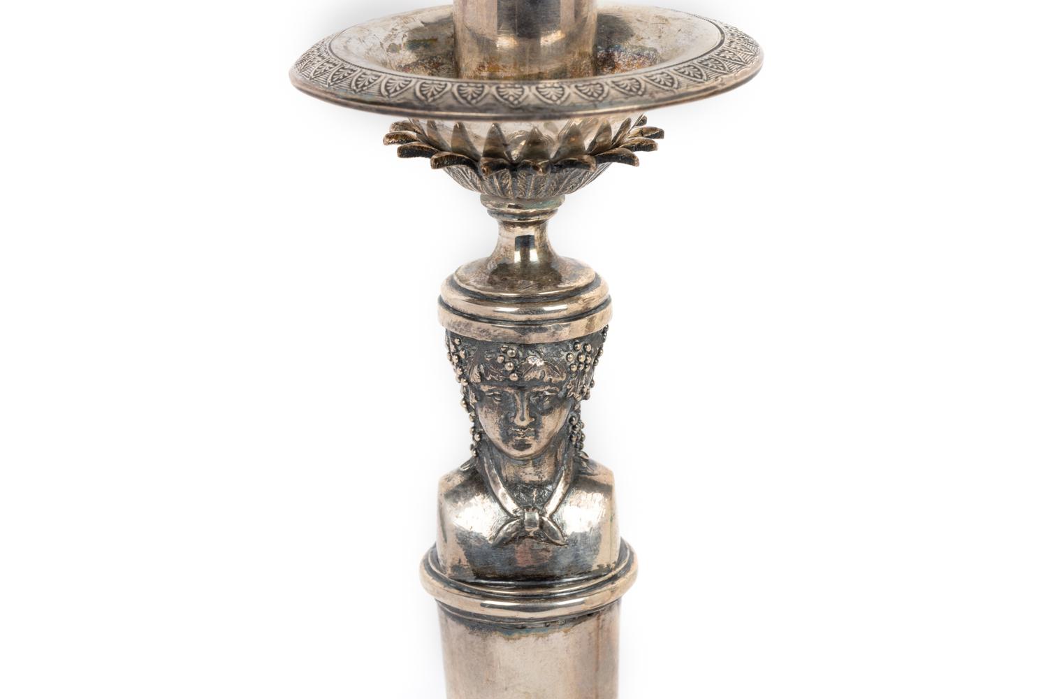 A Pair of Italian Silver Candlesticks