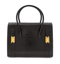 An Hermes Black Leather Drag Handbag, 10" x 8" x 4".