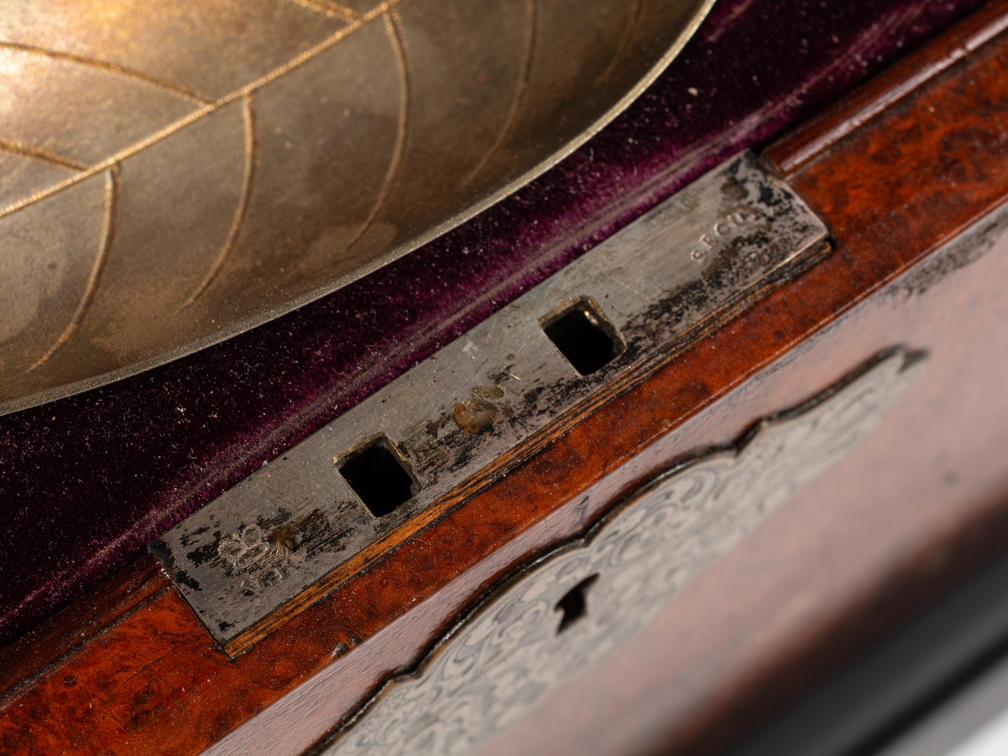 An English Rosewood and Burl Yew Wood Ten-Compartment Tea Caddy