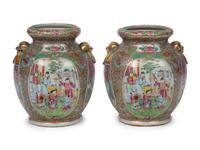 A Pair of Rose Medallion Porcelain Vases