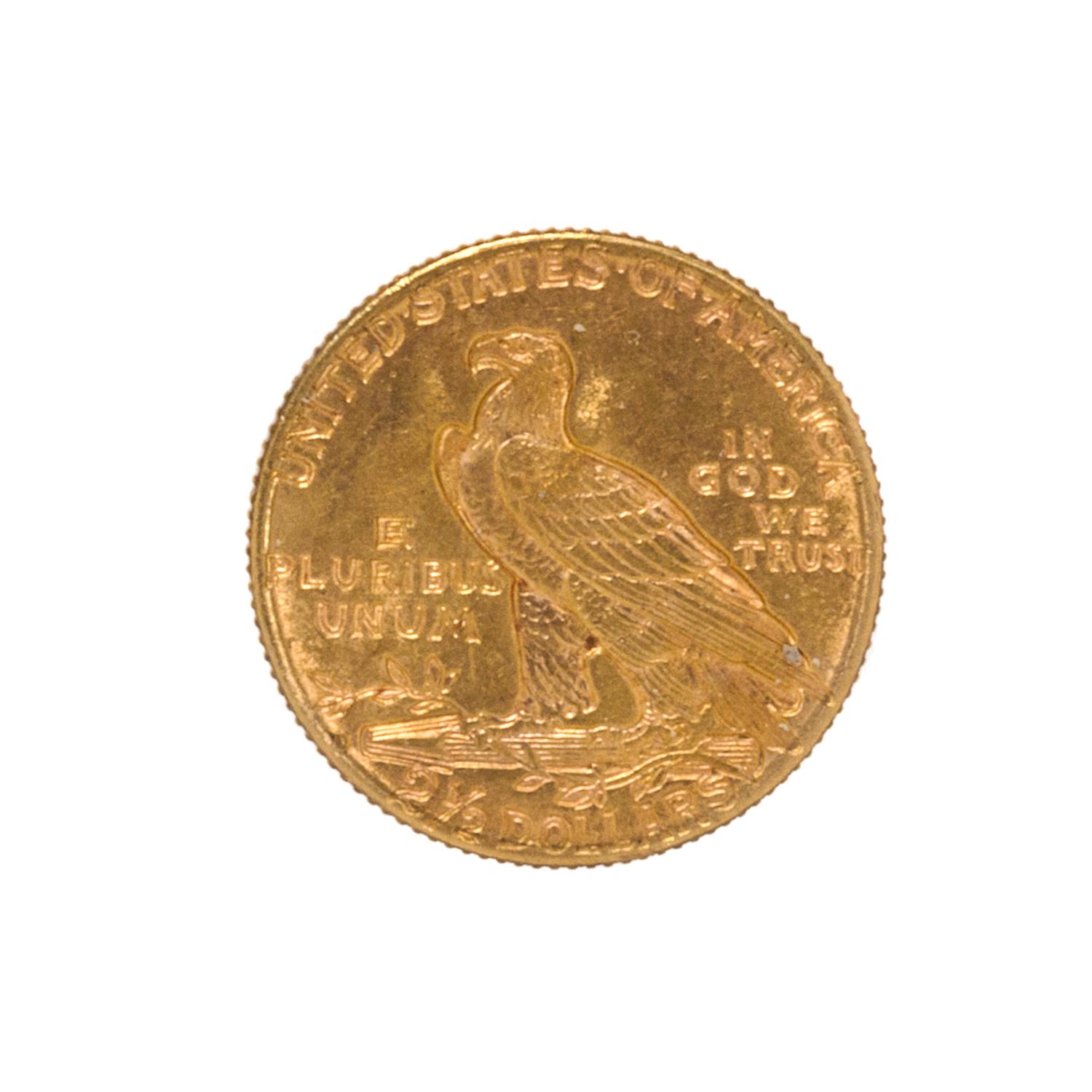 A United States 1914-D Indian Head $2.50 Gold Coin