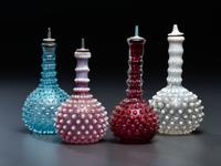 Four Hobnail Glass Barber Bottles