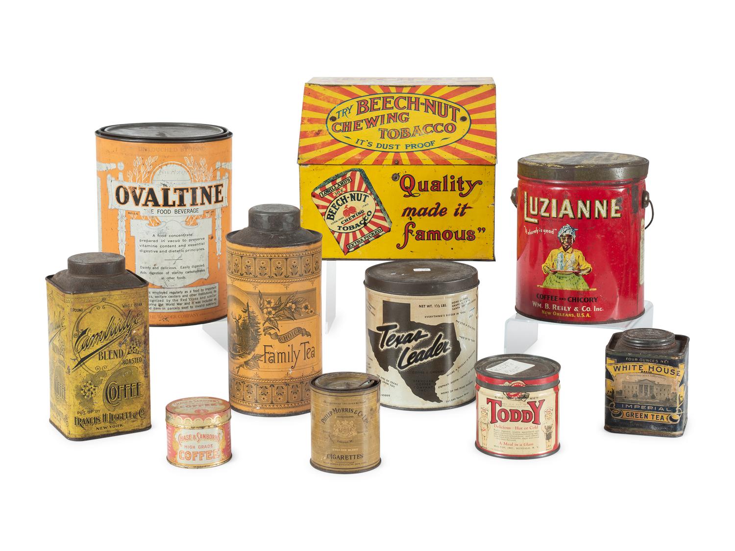 Ten Beverage and Tobacco Advertising Tins