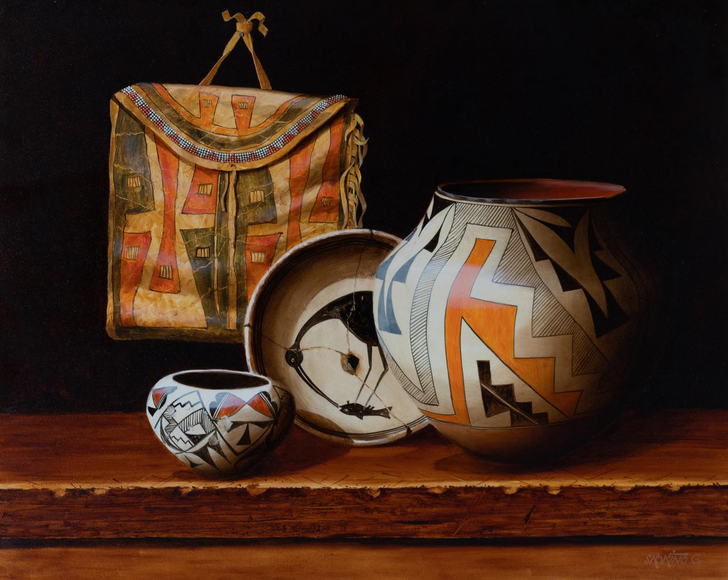 Mimbres, Stork and Fish