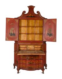 An Italian Chinoiserie-Decorated Painted Secretary Bureau