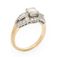 Diamond, Platinum, and Yellow Gold Ring