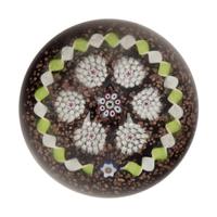 A Charles Kaziun Jr. Miniature Complex Millefiori and Torsade Glass Paperweight