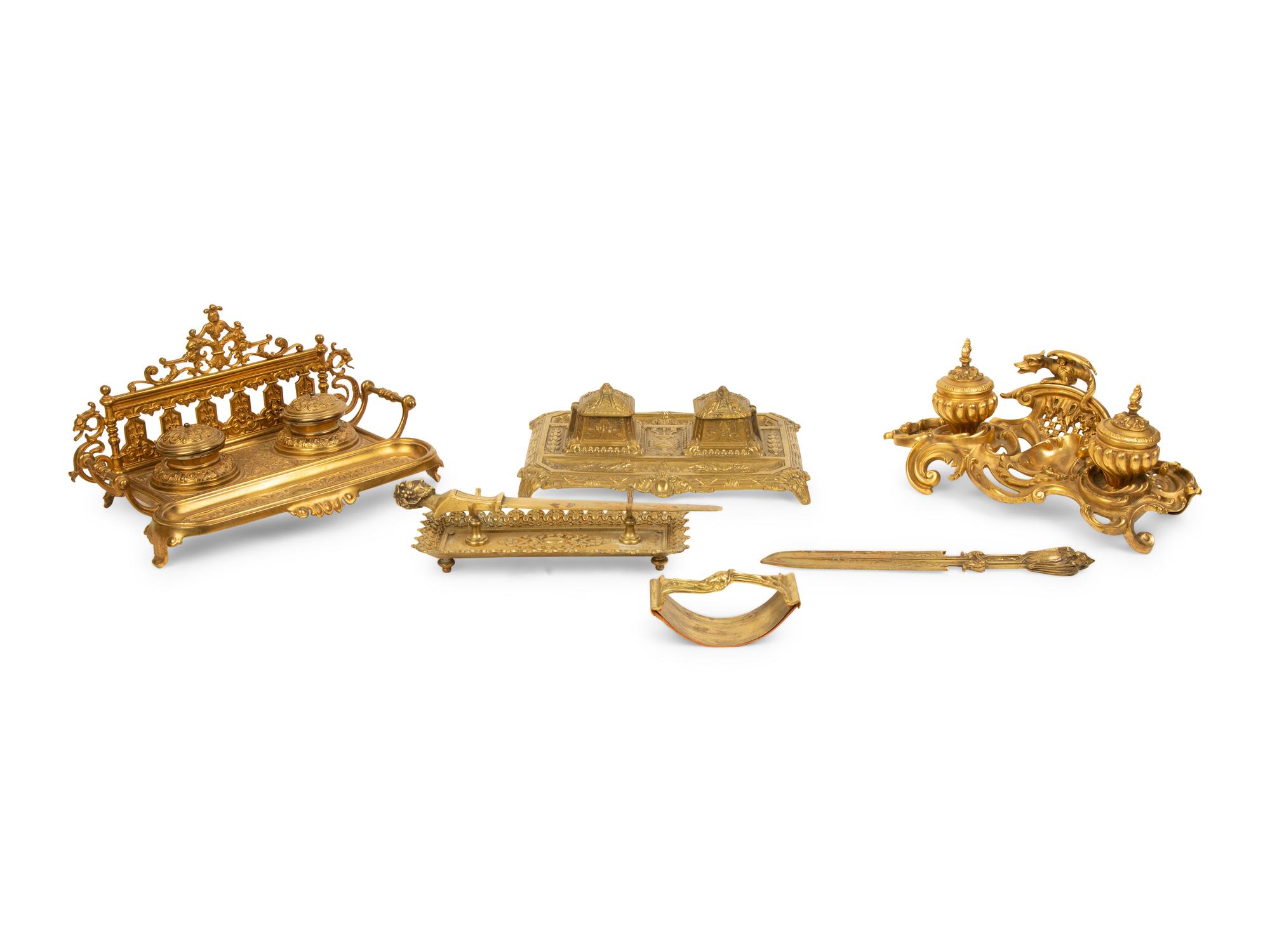 A Group of Continental Brass Desk Articles — LATE 19TH/20TH CENTURY