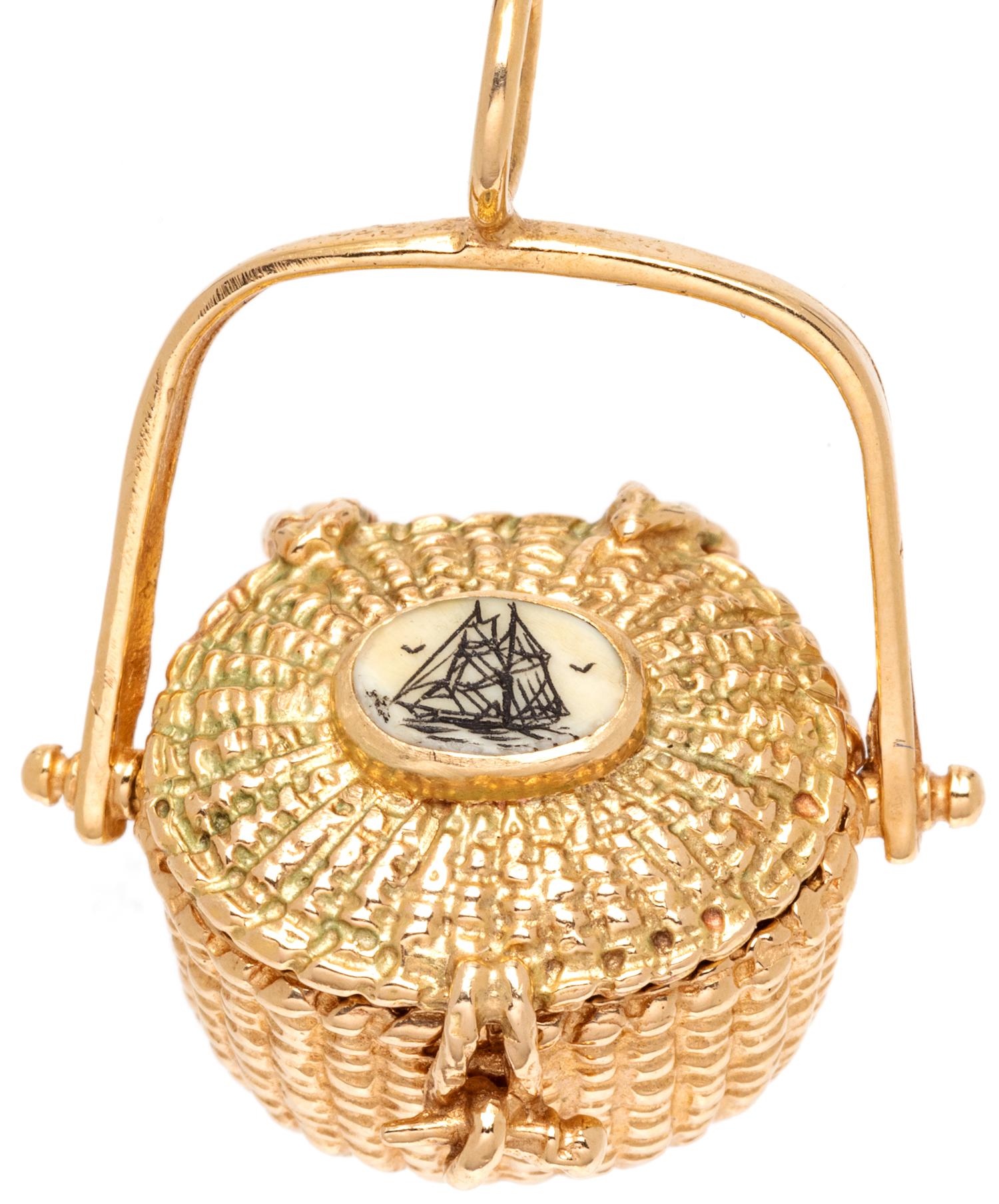 A 14 Karat Yellow Gold Nantucket Basket Charm,