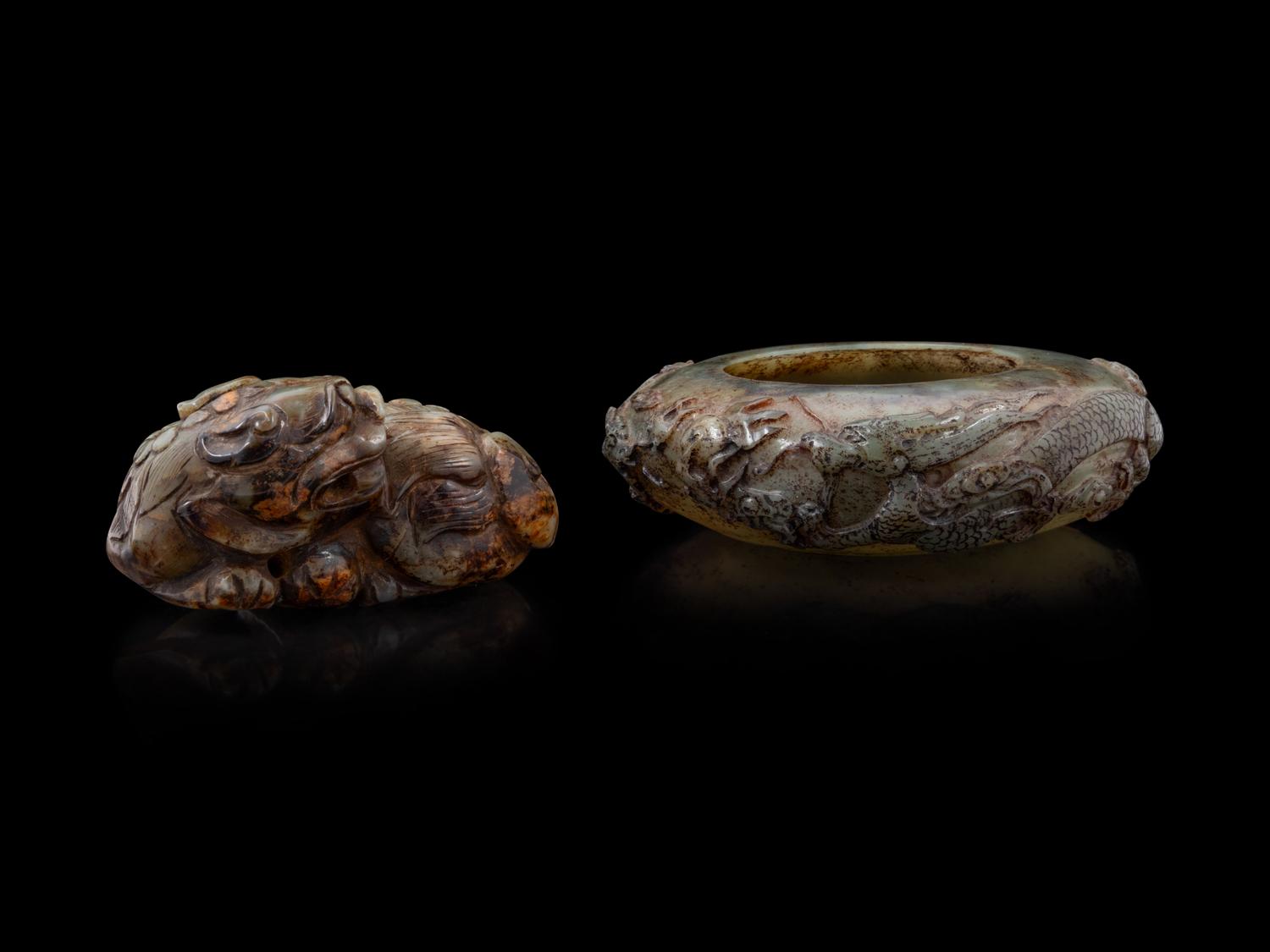 Four Chinese Jade and Peking Glass Articles