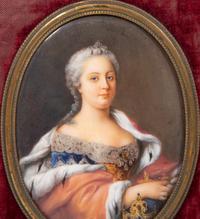 A Group of Three Gilt Metal Framed Portrait Miniatures on Porcelain