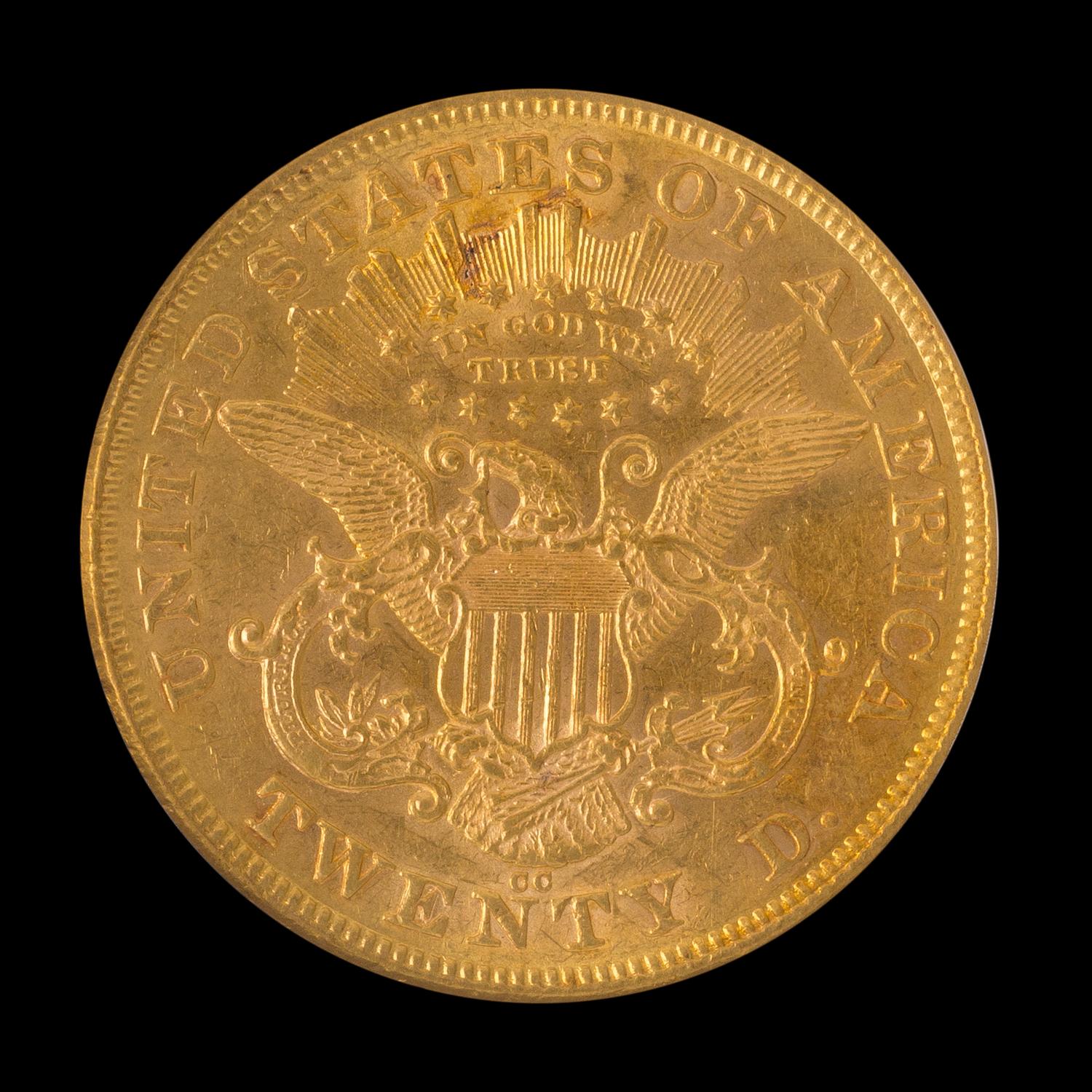 A United States 1875-CC Liberty Head $20 Gold Coin