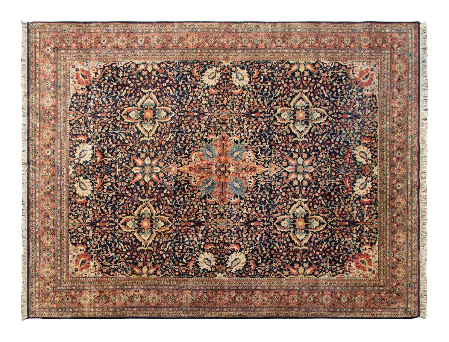 A Indian Persian Design Wool Rug — 20th Century