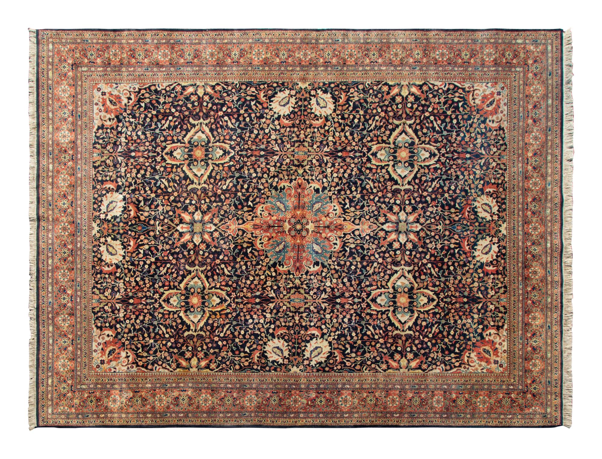 A Indian Persian Design Wool Rug — 20th Century