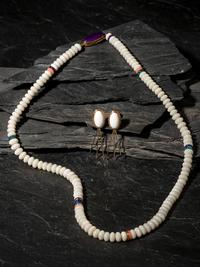 Single-strand White Coral Necklace, PLUS 14K Gold and Dolomite Clip Earrings
