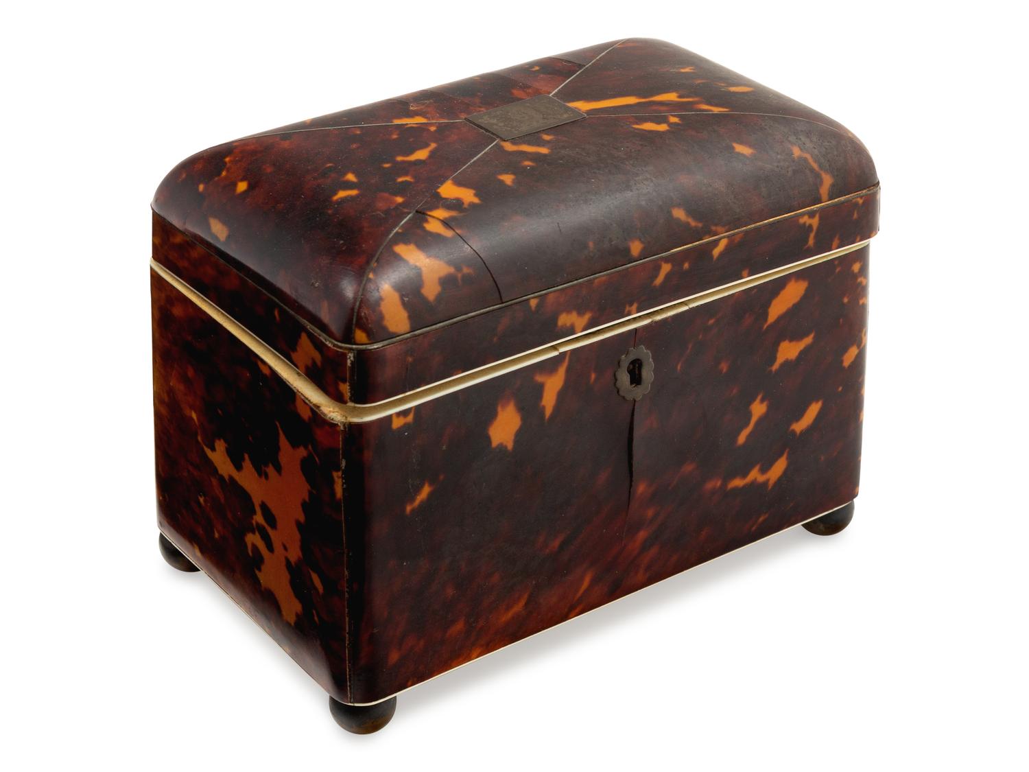 A Tortoise Shell Tea Caddy