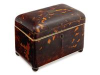A Tortoise Shell Tea Caddy