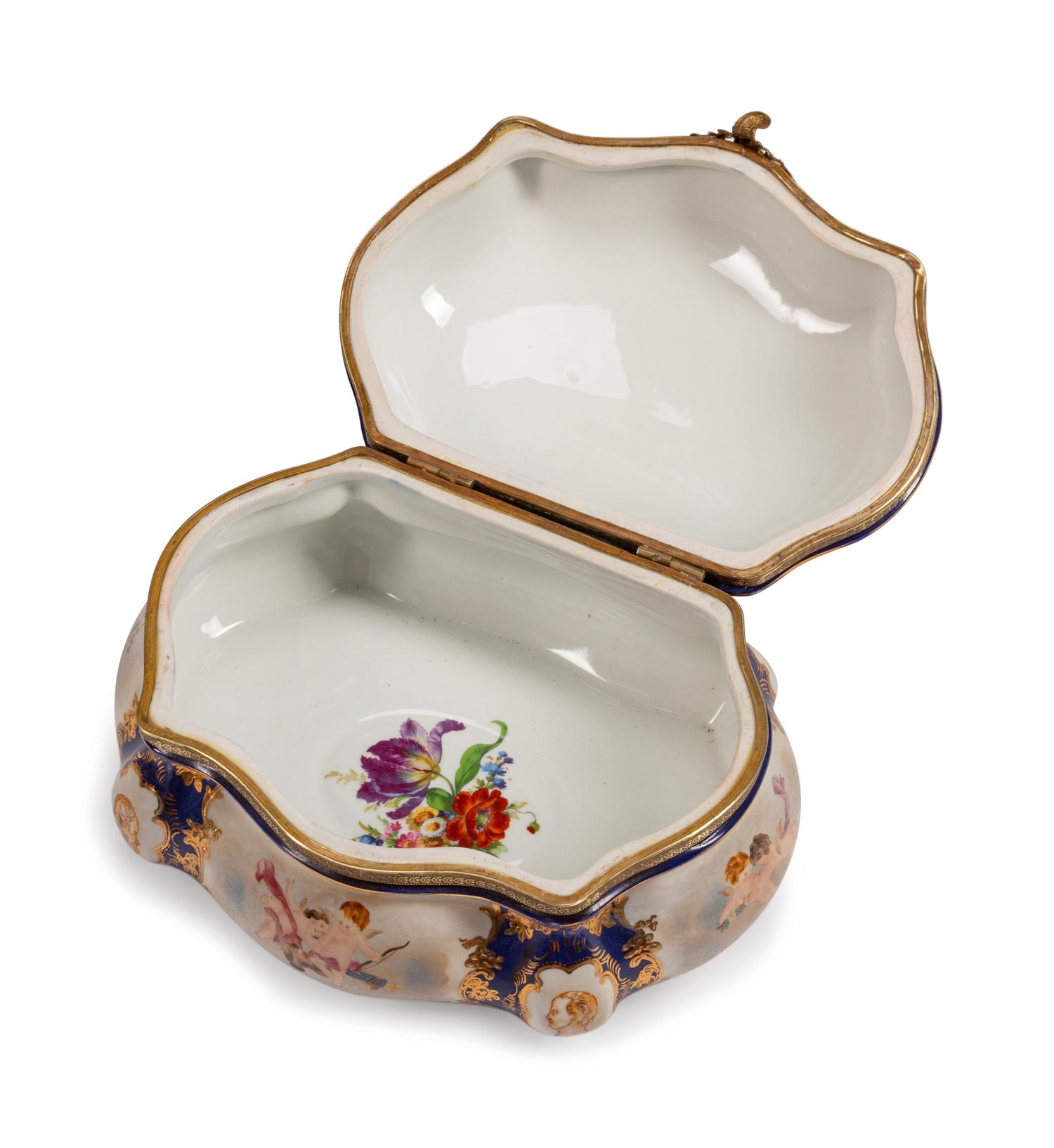 A Sevres Style Bronze-Mounted Porcelain Casket