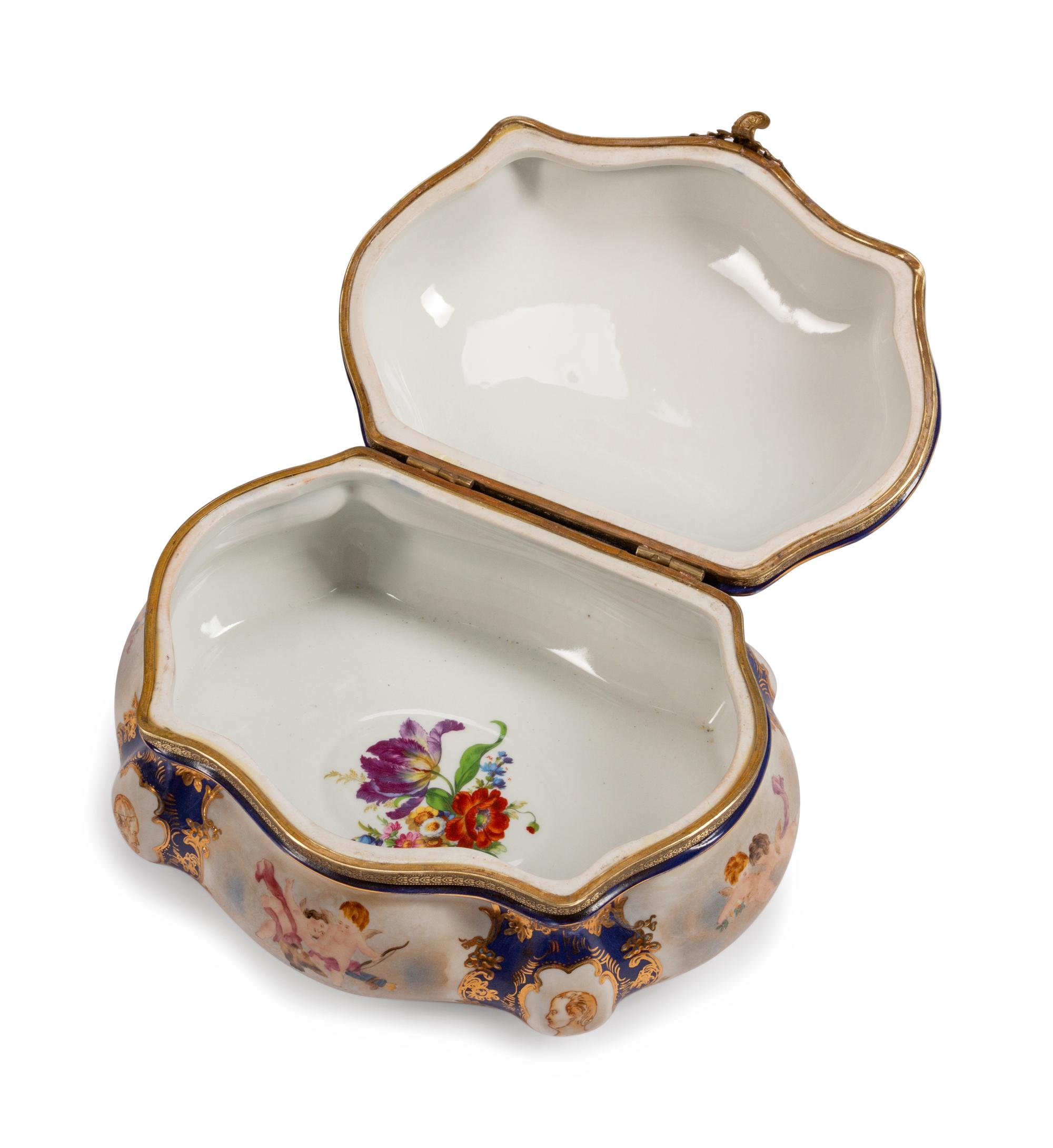 A Sevres Style Bronze-Mounted Porcelain Casket
