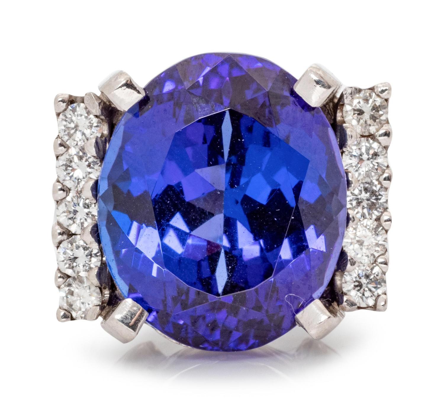 A Platinum, Tanzanite and Diamond Ring,