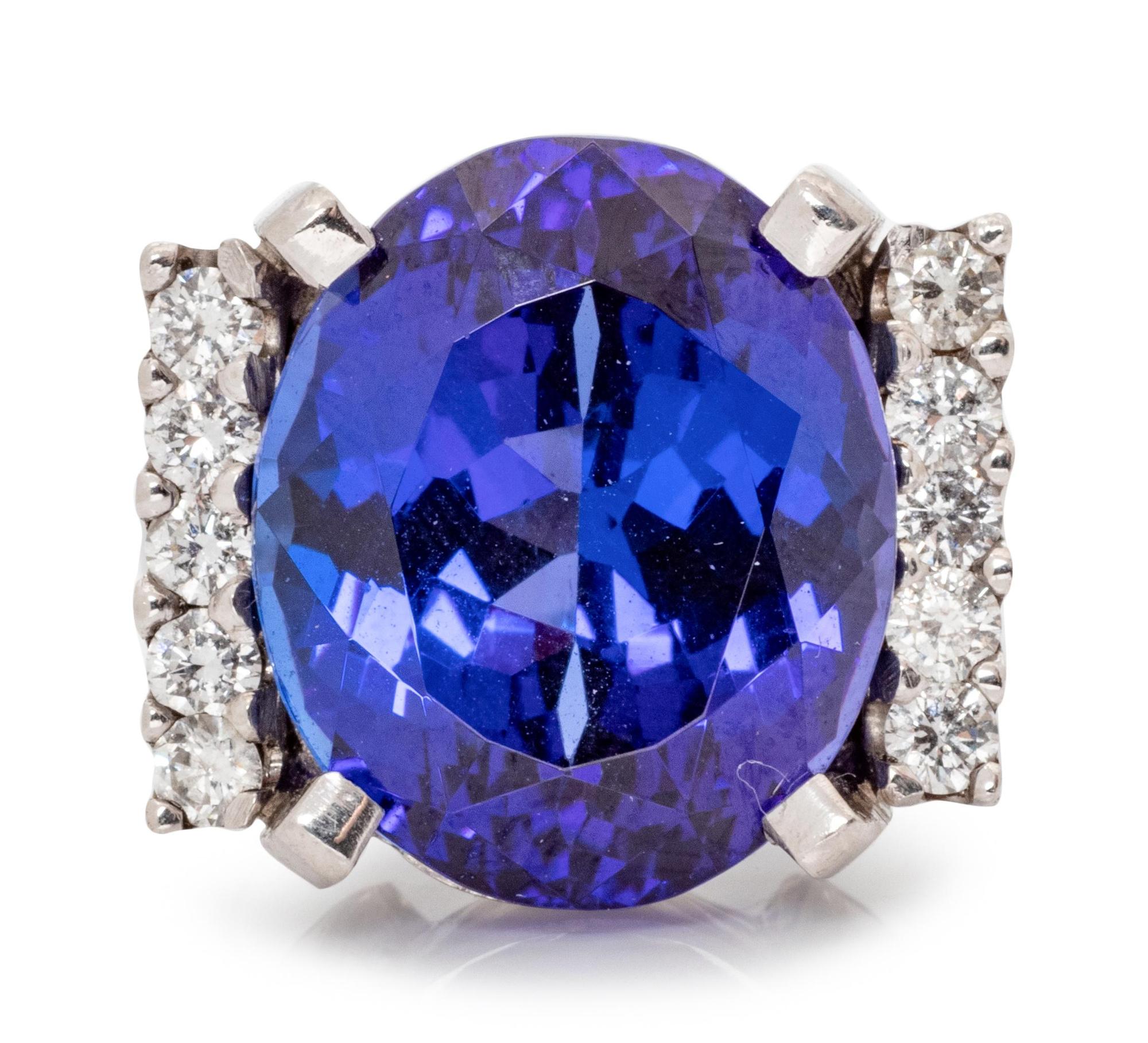 A Platinum, Tanzanite and Diamond Ring,