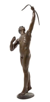 A German Bronze Figure Height 22 inches. — JOSEPH JOHANNES UPHUES (1850-1911)