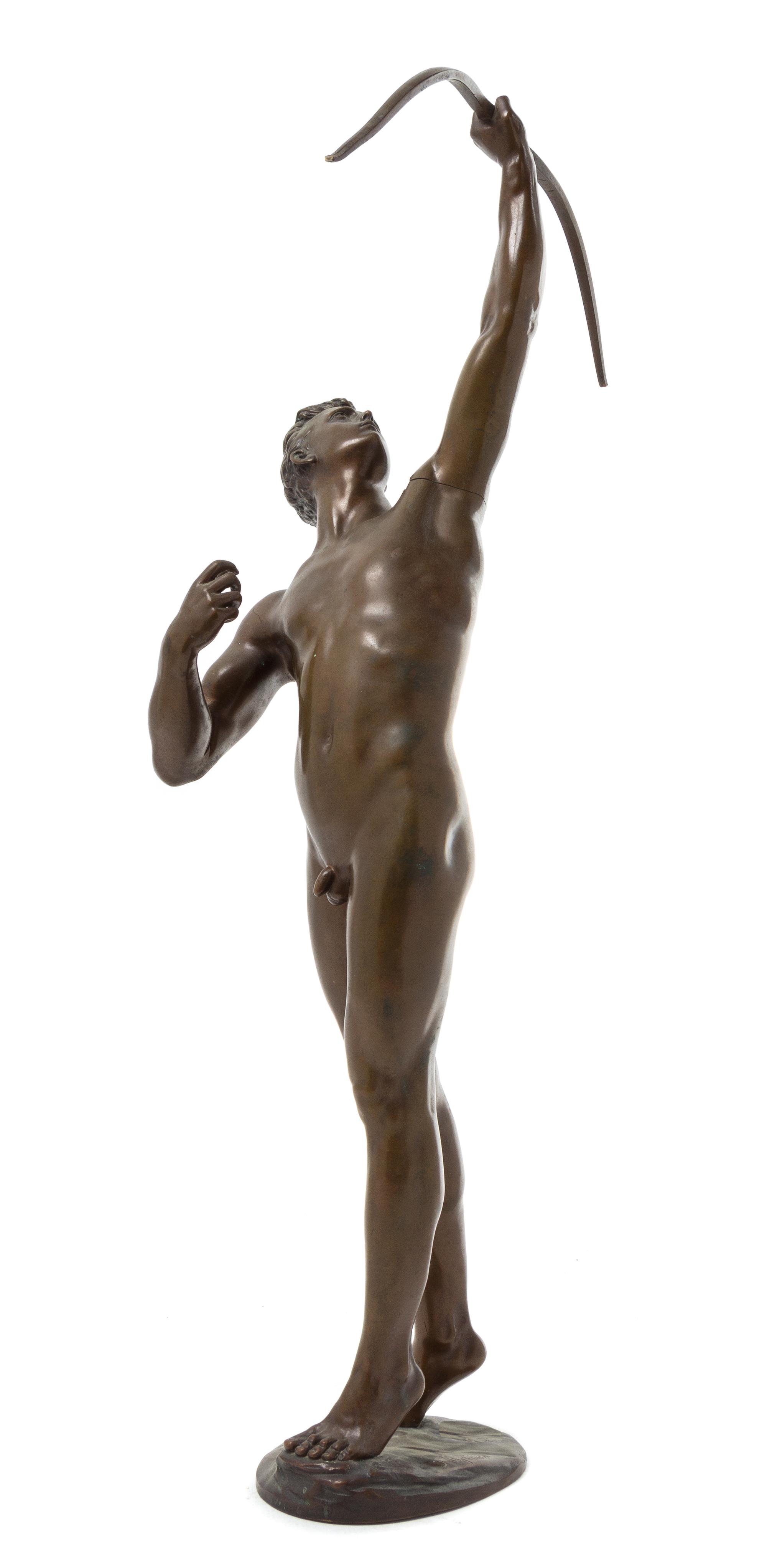 A German Bronze Figure Height 22 inches. — JOSEPH JOHANNES UPHUES (1850-1911)