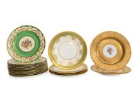 A Set of Eleven Aynsley Porcelain Plates and a Set of Four Mintons Porcelain Plates