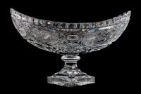 A Cut Crystal Boat Form Footed Bowl Height 9 1/2 x width 15 3/4 inches.
