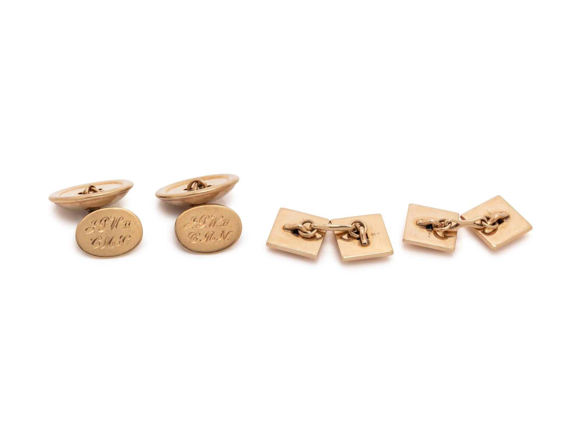 COLLECTION OF YELLOW GOLD CUFFLINKS