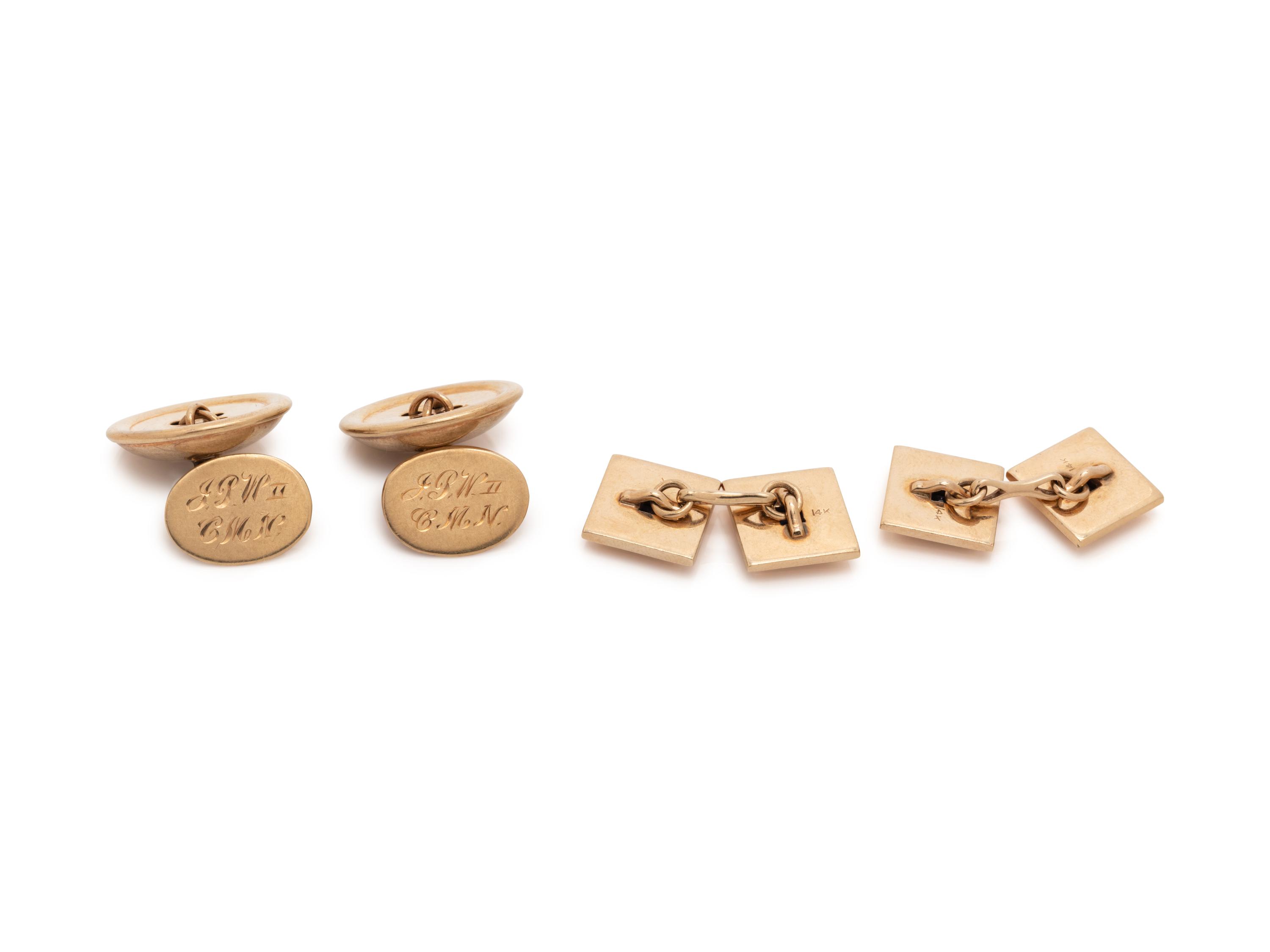COLLECTION OF YELLOW GOLD CUFFLINKS