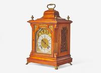 A Scottish Gilt Brass Mounted and Pierce Carved Walnut Mantel Clock