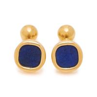 TIFFANY & CO., YELLOW GOLD AND LAPIS LAZULI CUFFLINKS
