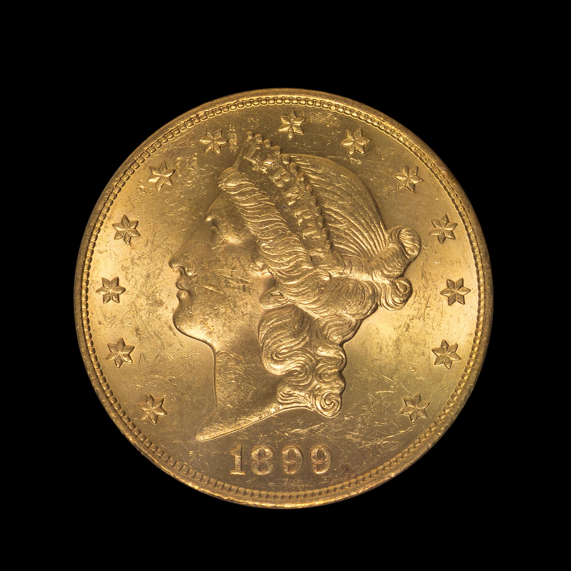 A United States 1899-S Liberty Head $20 Gold Coin