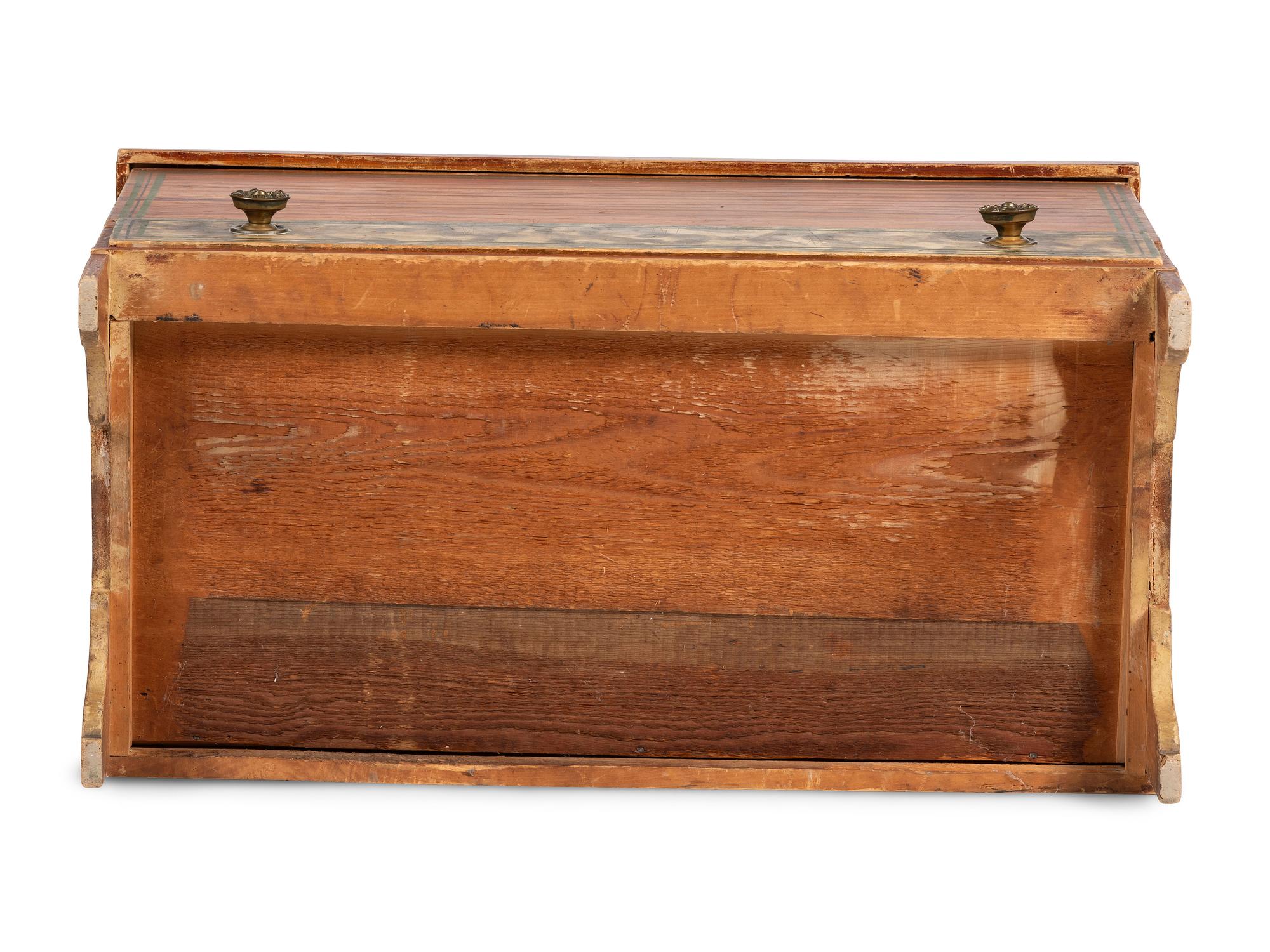 A Country Federal Grain Painted and Smoke-Decorated Maple One-Drawer Blanket Chest