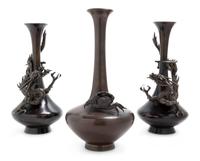 Three Bronze Vases Height 10 1/2 inches. — 19TH CENTURY