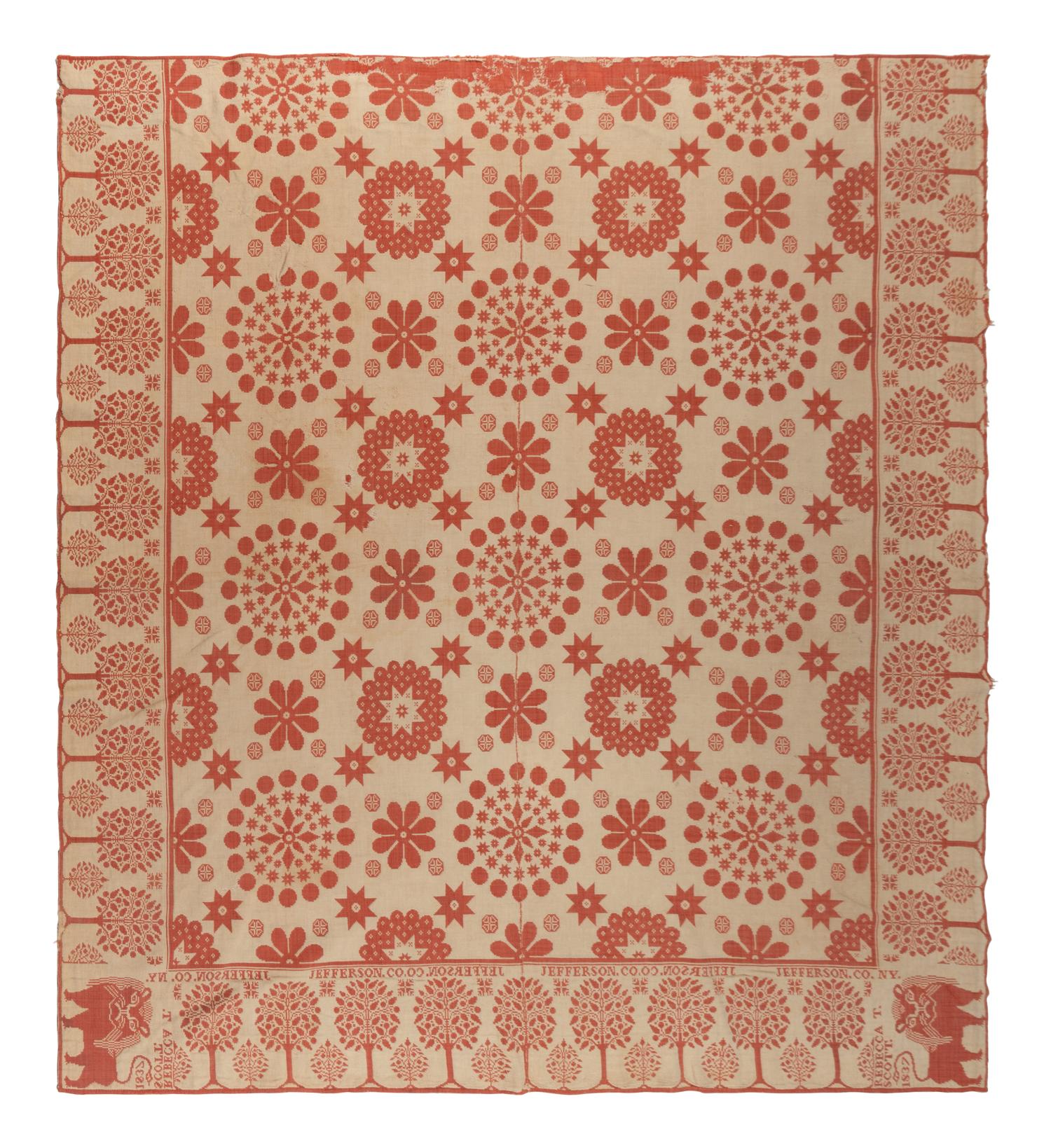 Three Cotton and Wool Jacquard Coverlets