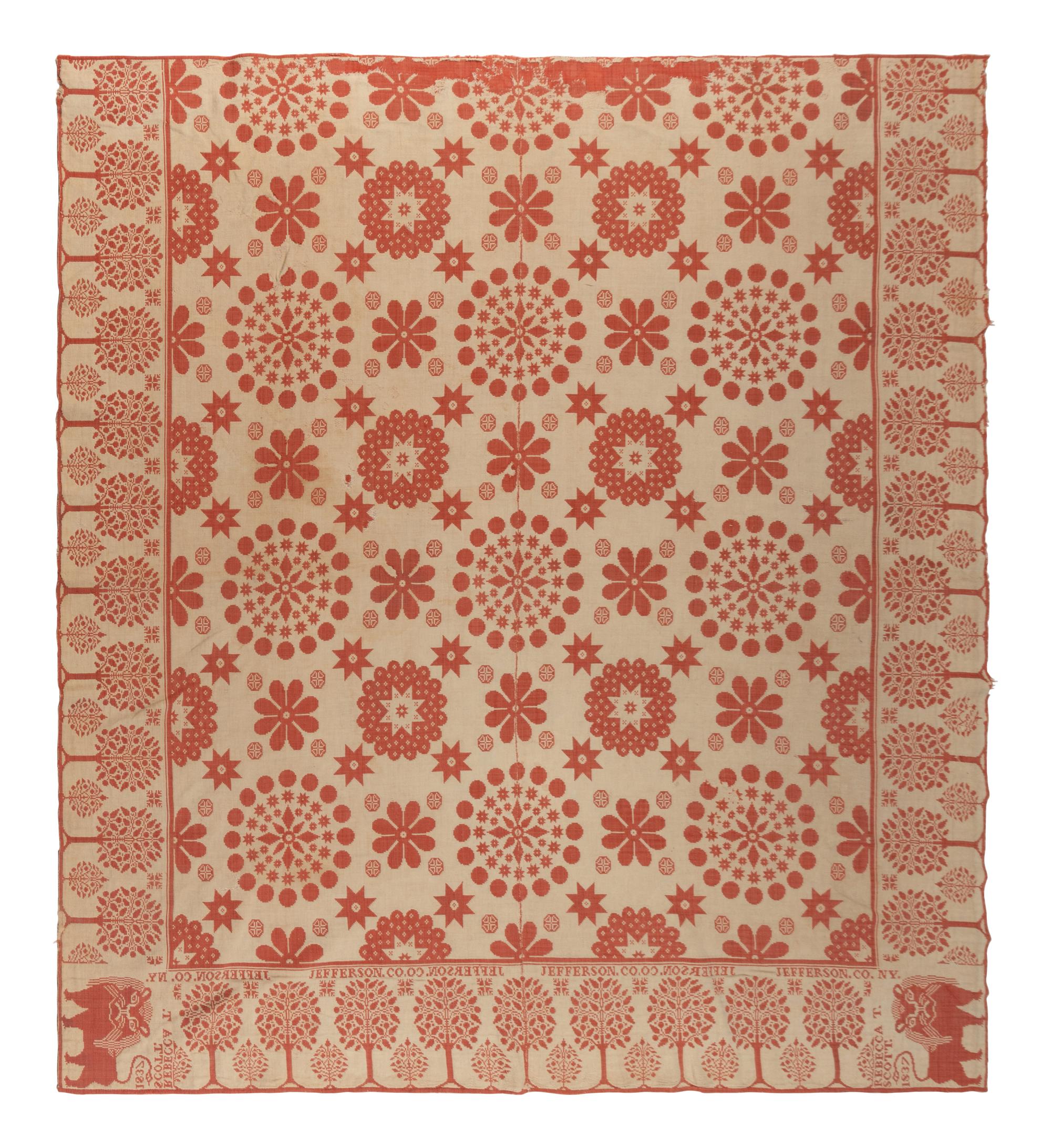 Three Cotton and Wool Jacquard Coverlets