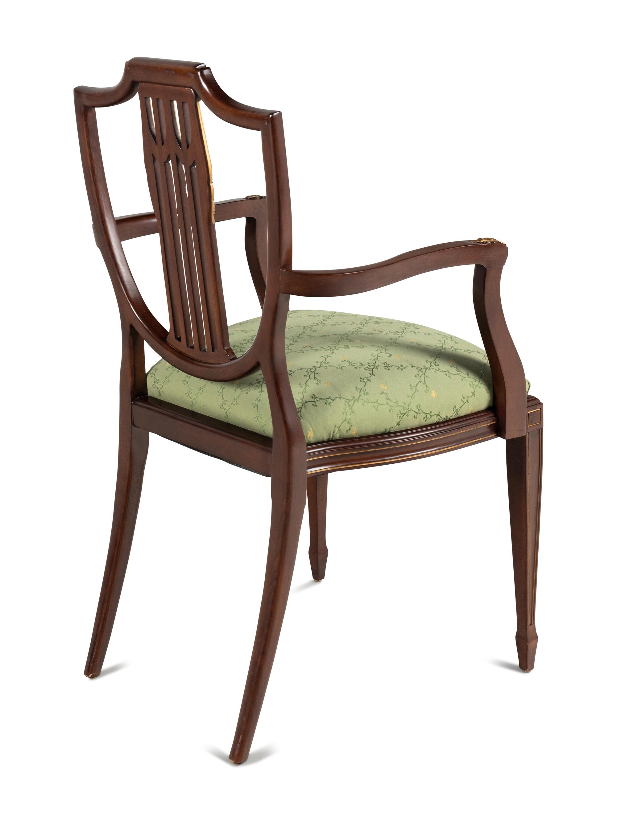 A Councill Craftsmen George III Style Parcel Gilt Walnut Armchair