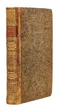 JEFFERSON, Thomas (1743-1826). Notes on the State of Virginia...Illustrated with A Map, including...Virginia, Maryland, Delaware and Pennsylvania . London: Printed for John Stockdale, 1787.