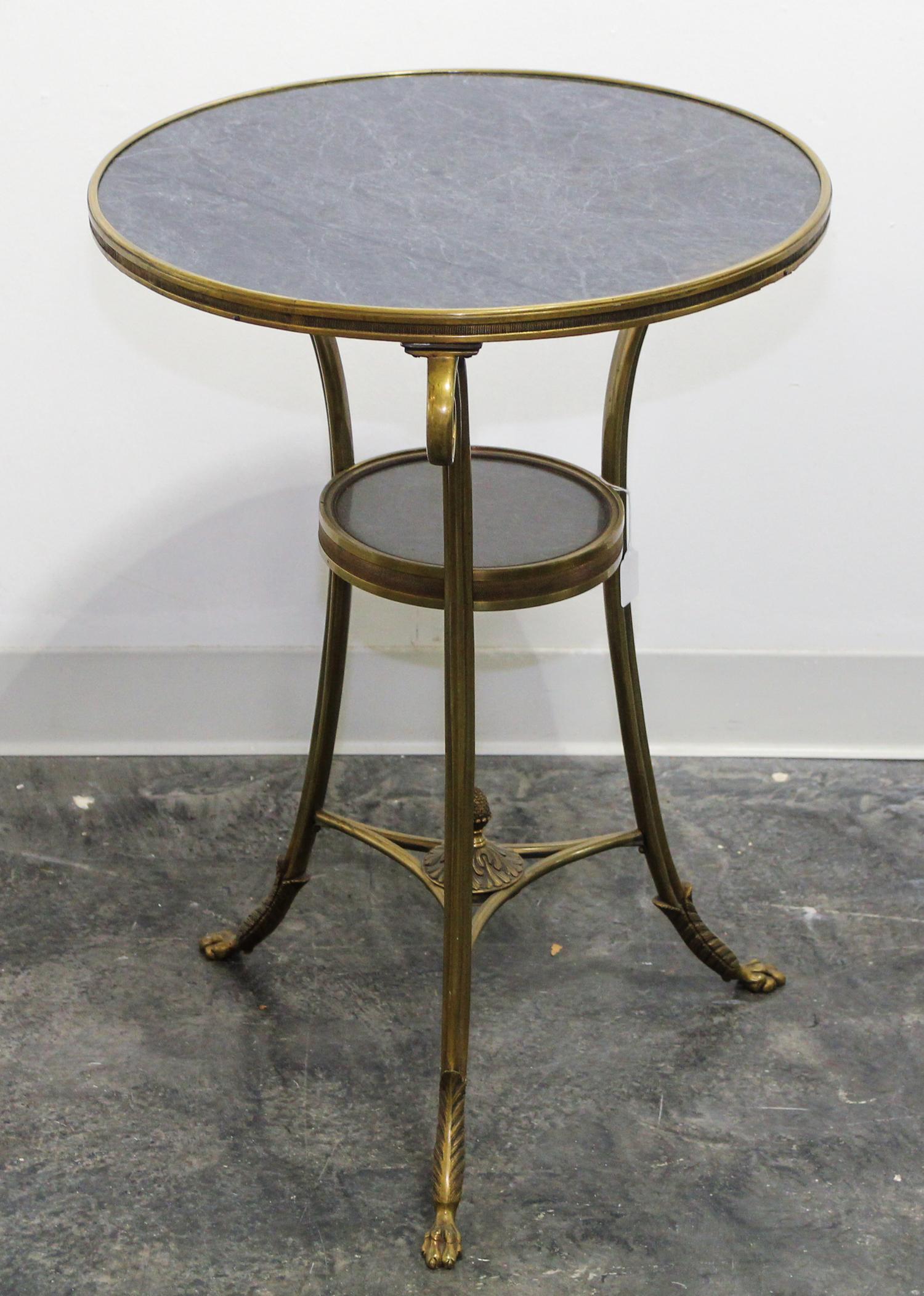 A George III Style Gilt Bronze and Marble Table Height 27 3/4 inches.
