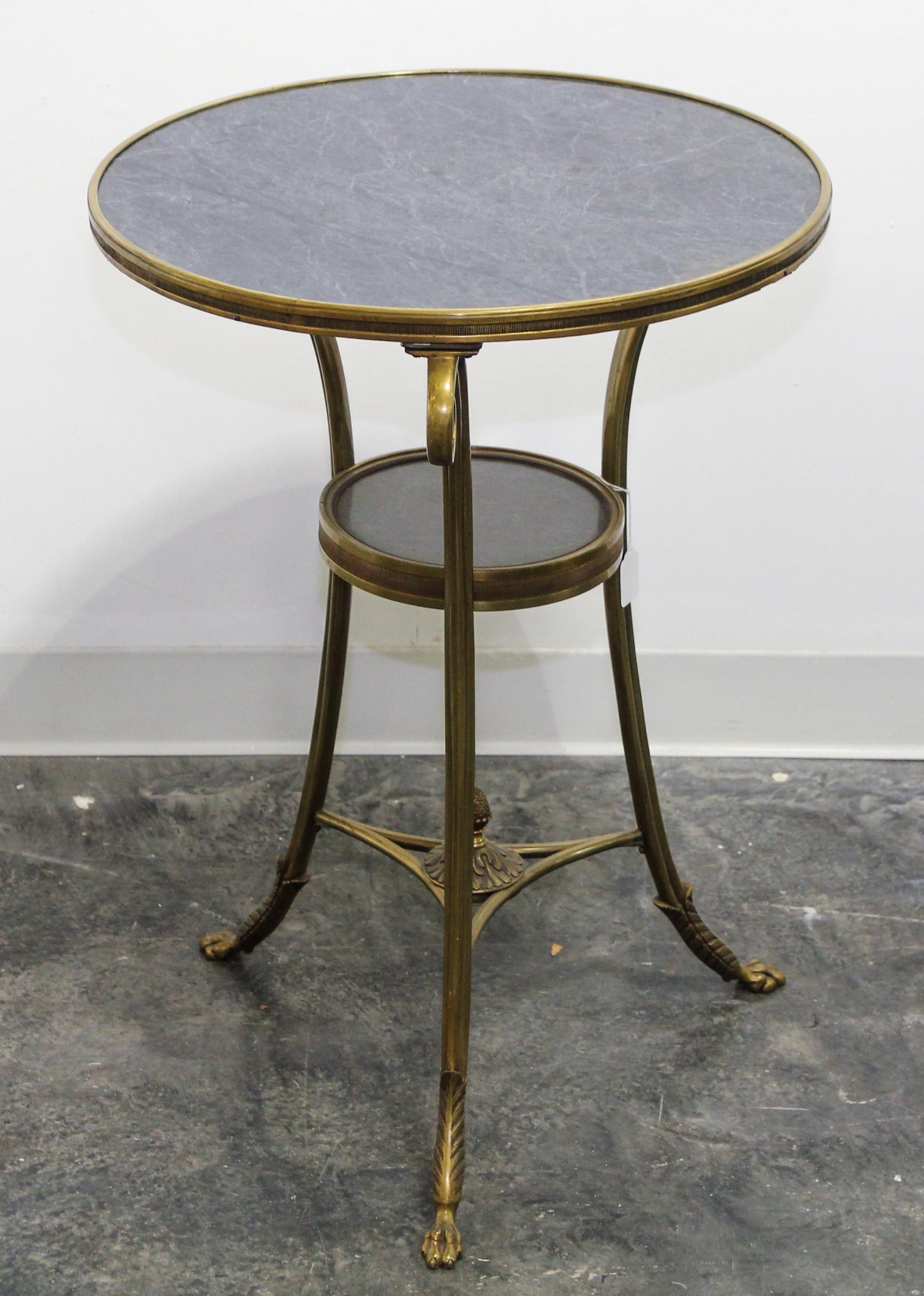 A George III Style Gilt Bronze and Marble Table Height 27 3/4 inches.