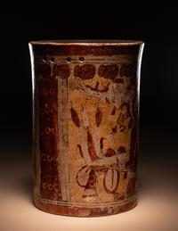 A Maya Polychrome Cylinder Vessel