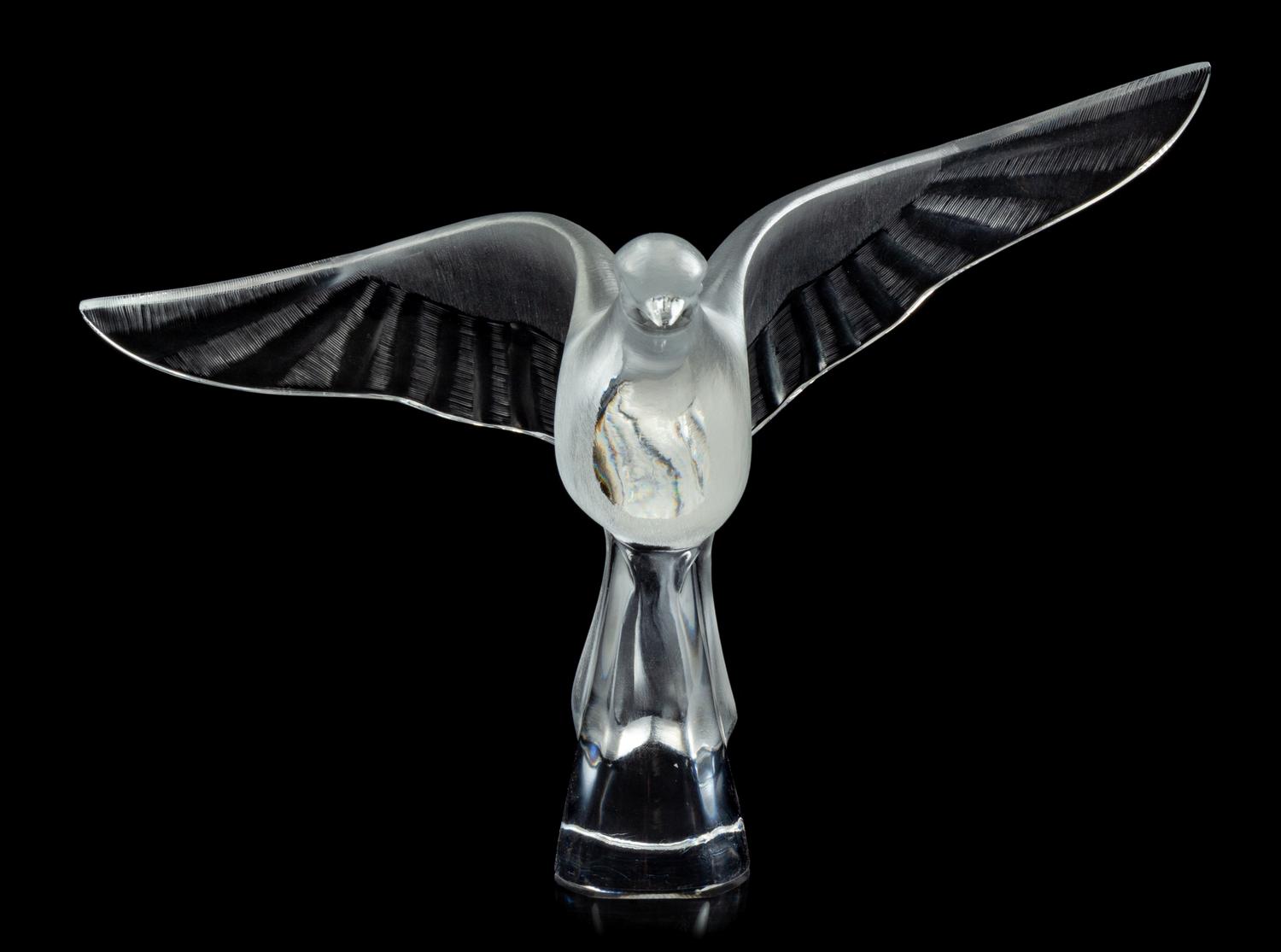 A Lalique Molded and Frosted Glass Dove