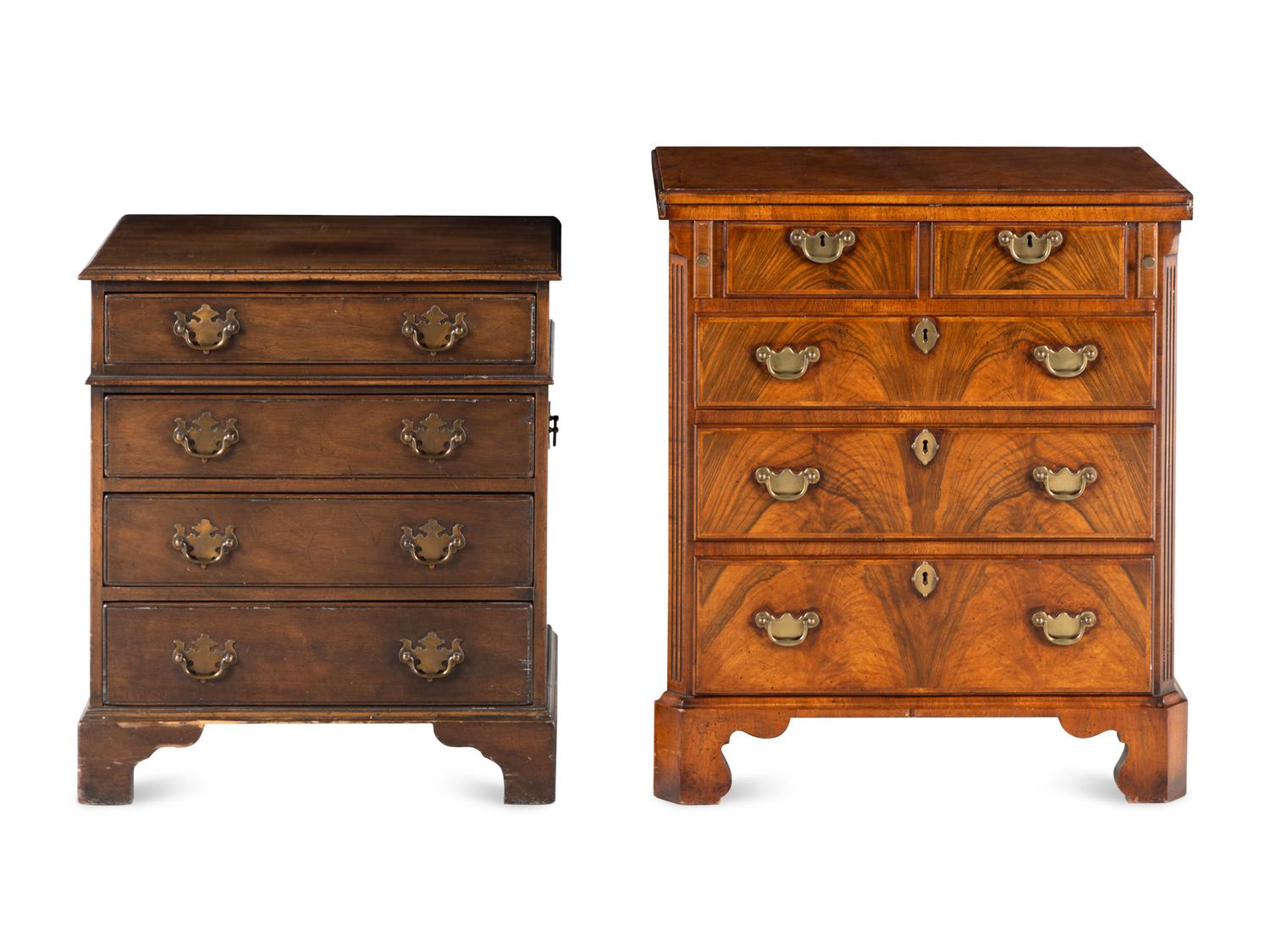 Two George III Style Walnut Chests